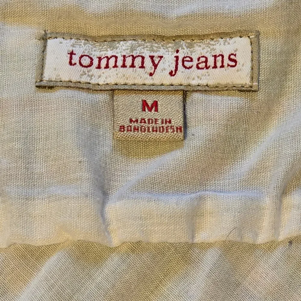 Vintage Tommy Jeans Babydoll Dress Womens Size Medium Green Plaid Preppy Y2K - Picture 4 of 14